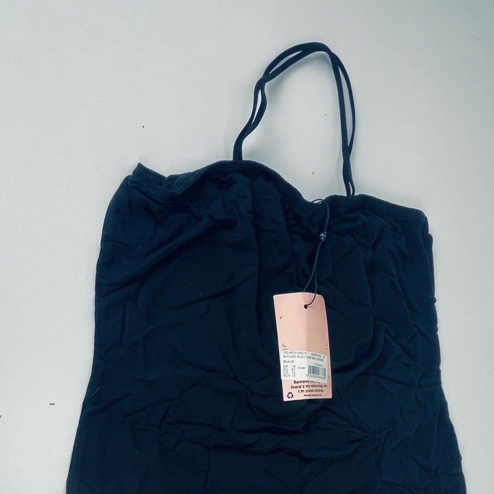 RUCHED BUST CAMI MINI DRESS black